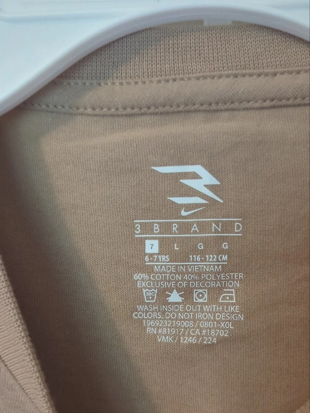 Nike Kids Tan Long Sleeve Tee with Black Accents
